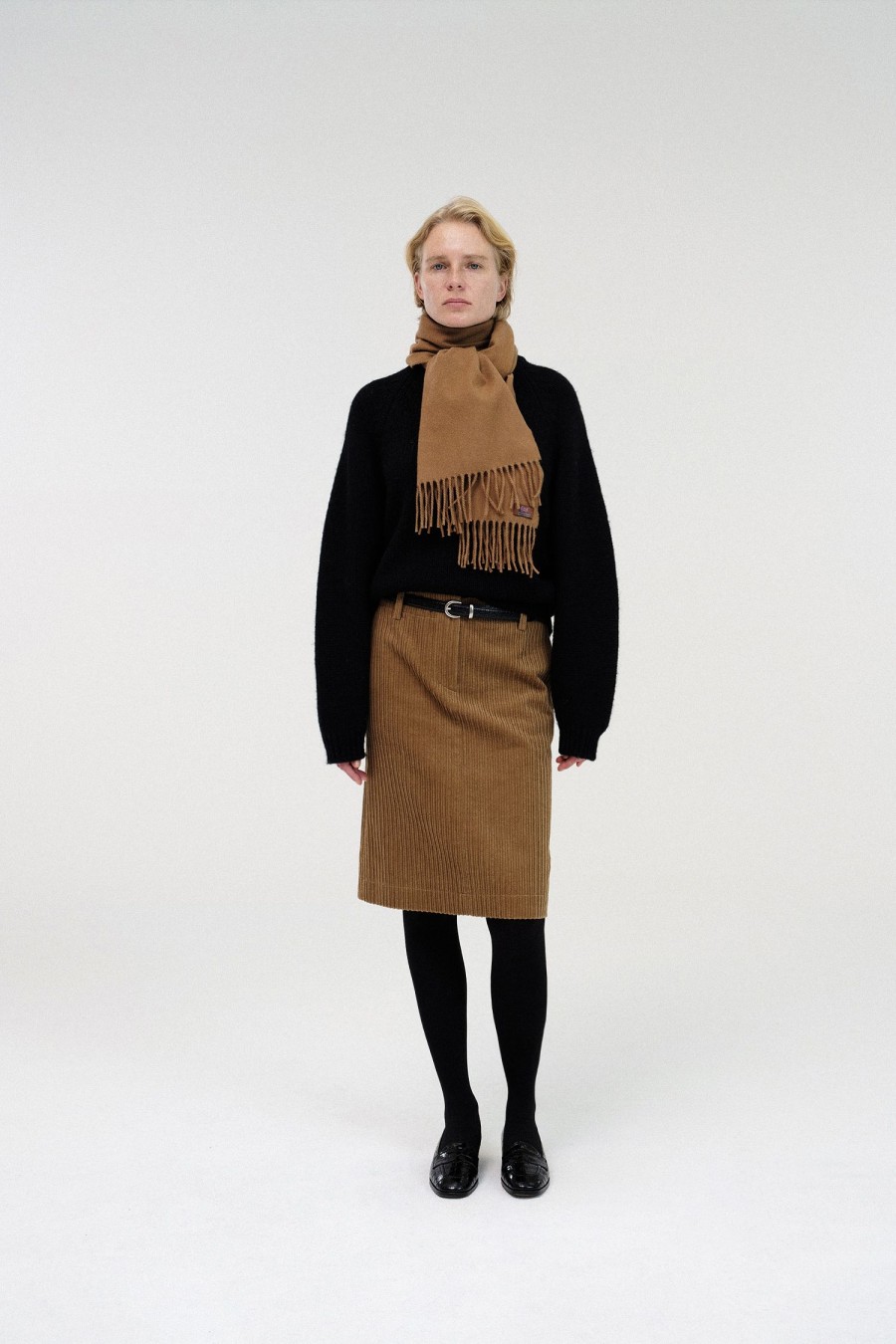 Bottoms Nothing written | Corduroy H-Line Skirt (Camel)