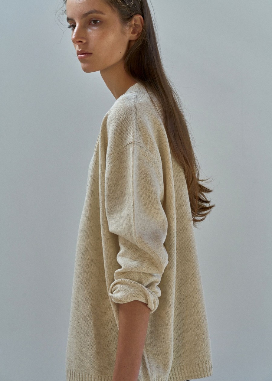 Essentials Nothing written | 3Rd / One Button Paper Cardigan (Oatmeal)