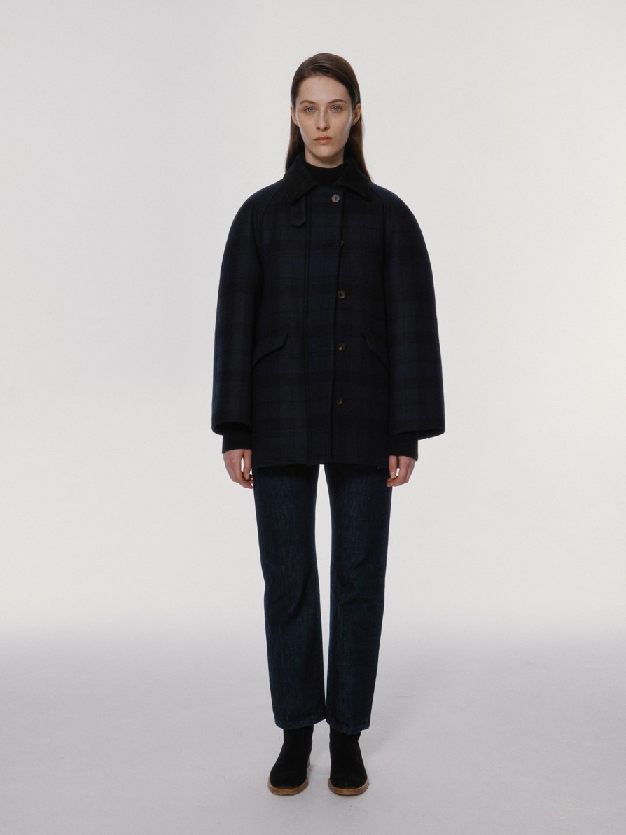 Exclusive Nothing written | 2Nd / Cambridge Half Balmacaan Coat (Green Navy)