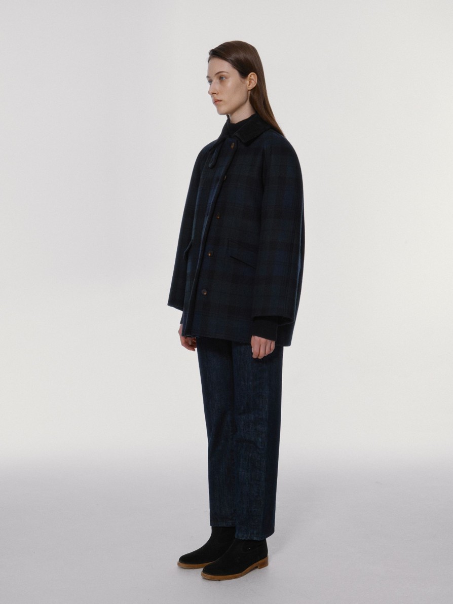 Exclusive Nothing written | 2Nd / Cambridge Half Balmacaan Coat (Green Navy)