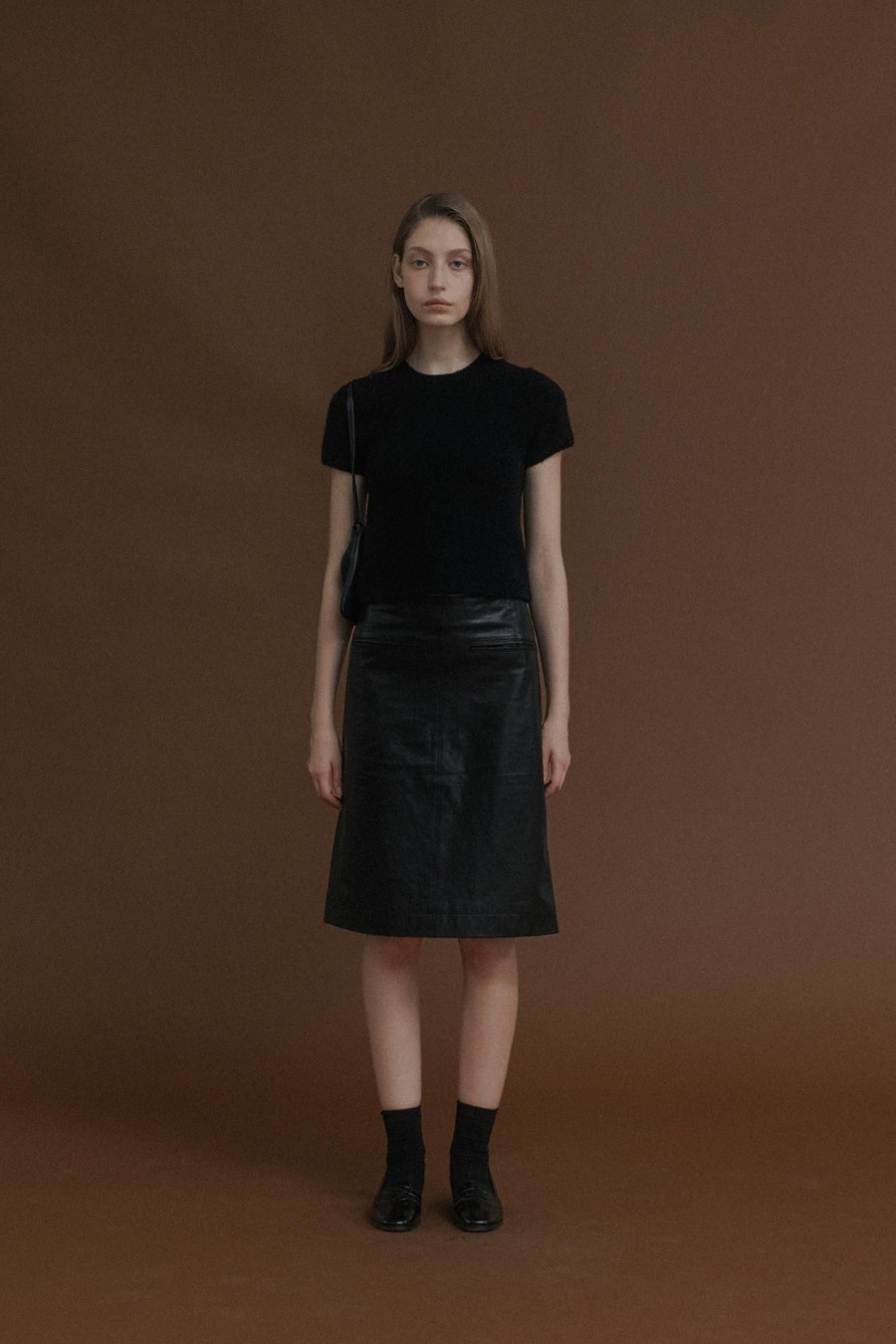 Exclusive Nothing written | Leather Midi Skirt (Black)