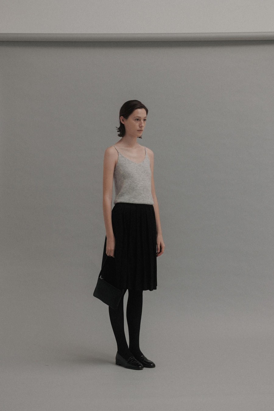 Bottoms Nothing written | 2Nd / Knife Pleated Mid-Skirt (Black)