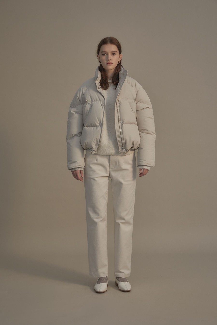 Essentials Nothing written | 10Th / Cropped String Puffer Jacket (White Fog)