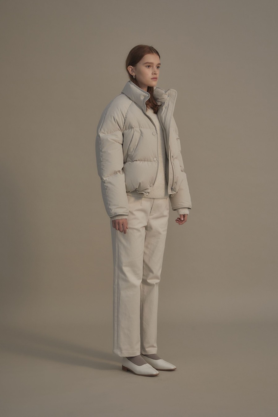 Essentials Nothing written | 10Th / Cropped String Puffer Jacket (White Fog)