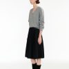 Bottoms Nothing written | 4Th / Classic Pleated Mid-Skirt (Black)