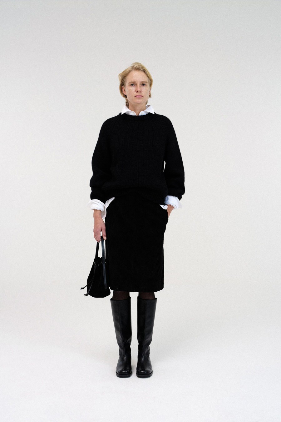 Tops Nothing written | 3Rd / U-Neck Knitted Sweater (Black)