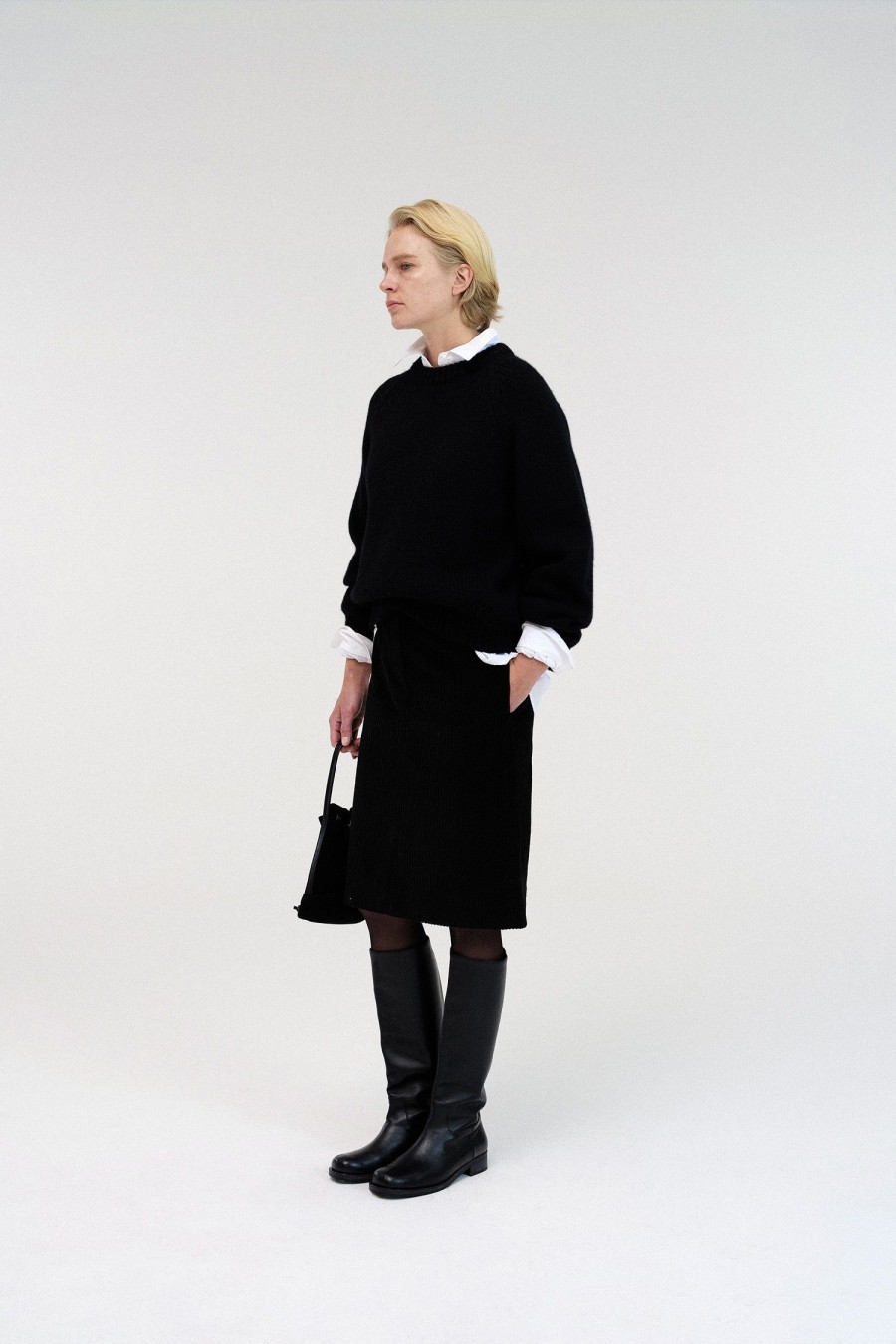 Tops Nothing written | 3Rd / U-Neck Knitted Sweater (Black)