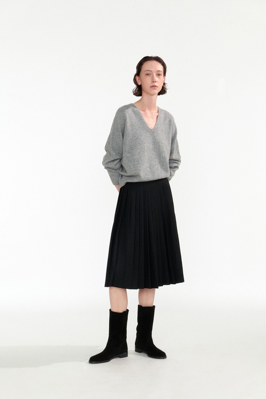 Tops Nothing written | 7Th / Erin Wool V-Neck Pullover (Gray)