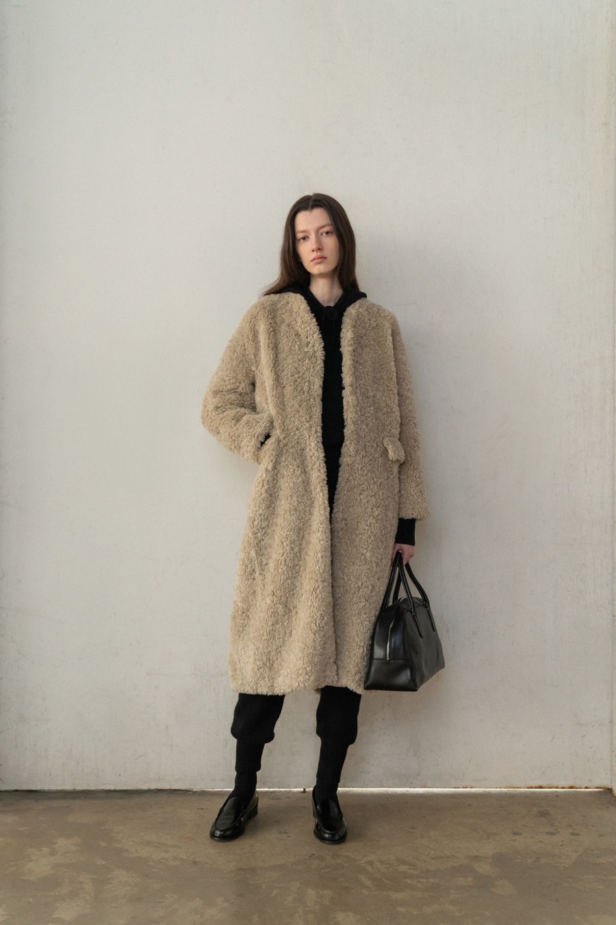 Essentials Nothing written | Lauren Shearing Coat (Beige)