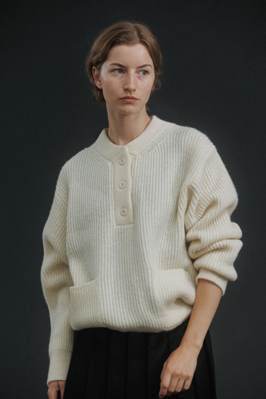 Tops Nothing written | Shetland Wool Henri-Neck Pullover (Ivory)