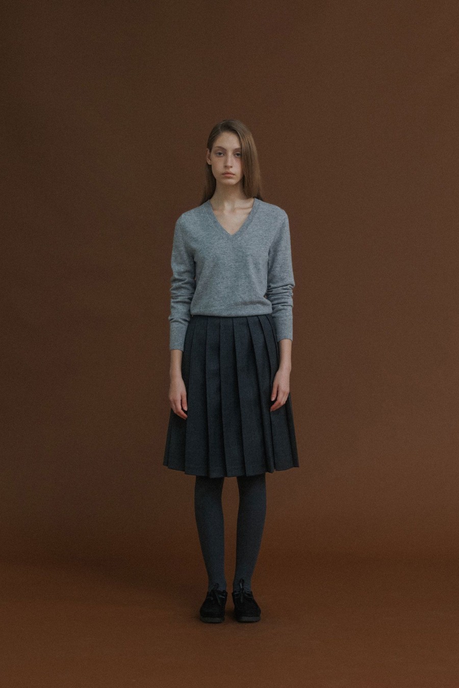 Bottoms Nothing written | 2Nd / Knife Pleated Mid-Skirt (Gray)