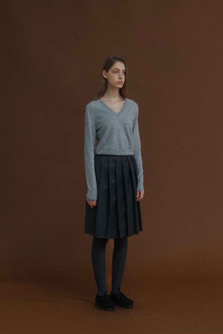 Bottoms Nothing written | 2Nd / Knife Pleated Mid-Skirt (Gray)